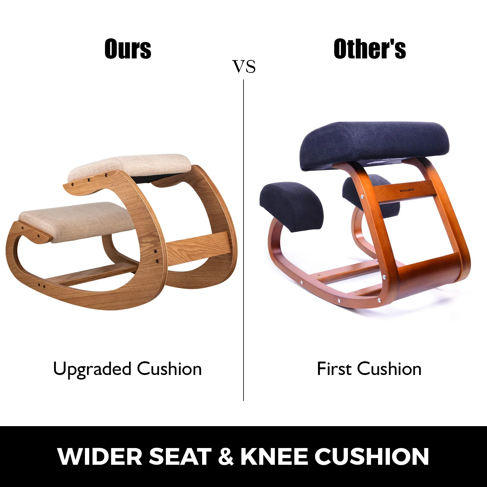 VEVOR Ergonomic Rocking Wooden Kneeling Chair Stool Correct Posture ...